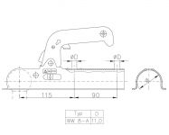 TAŽNÁ SPOJKA WINTERHOFF 8-A, NA TYČ PRŮMĚR 50 MM, 800 KG PRO NEBRŽDĚNÉ PŘÍVĚSY ORIGINÁL